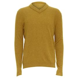 Jil Sander-Jil Sander wool cashmere mustard v neck sweater-Yellow