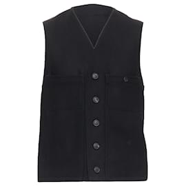 Lemaire-Christophe Lemaire virgin wool cotton waist coat vest-Black