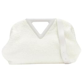 Bottega Veneta-Bottega Veneta Point Triangle sponge boucle raffia leather shoulder bag-White
