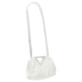 Bottega Veneta-Bottega Veneta Point Triangle sponge boucle raffia leather shoulder bag-White