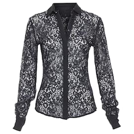 Dolce & Gabbana-D&G Dolce & Gabbana cotton silk floral lace sheer shirt-Black