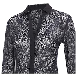 Dolce & Gabbana-D&G Dolce & Gabbana cotton silk floral lace sheer shirt-Black