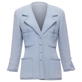 Chanel-Chanel 1997 powder wool 4 pocket CC logo jacket-Blue