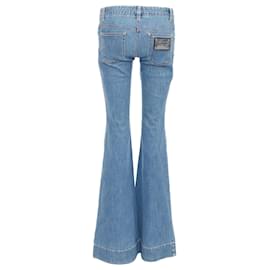 Dolce & Gabbana-Dolce & Gabbana denim logo metal pocket flared bell jeans-Blue