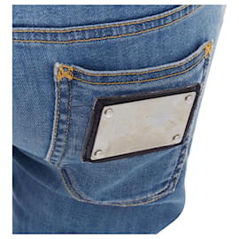 Dolce & Gabbana-Dolce & Gabbana denim logo metal pocket flared bell jeans-Blue