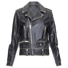 Saint Laurent-Saint Laurent calfskin distressed classic biker jacket-Black