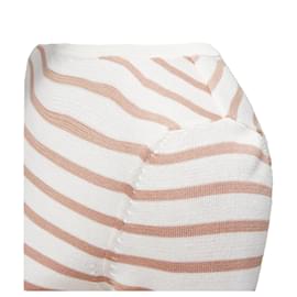 Dior-Christian Dior Jadior St Tropez Stripe Cropped Sweater-White,Cream