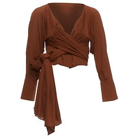 Camisa cropped de viscose sedosa com laço La Bomba da Jacquemus Marrom