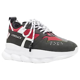 Versace-Tênis chunky baixo em camurça Versace Chain Reaction-Preto