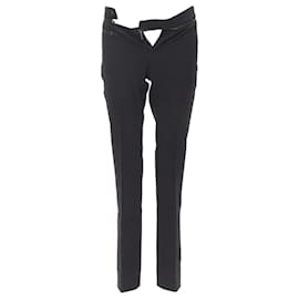 Gucci-Gucci viscose silver waist trim straight leg trousers-Black