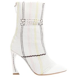 Christian Dior Raf Simons woven leather heeled boots White