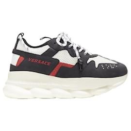 Versace-Versace Chain Reaction suede mesh low chunky sneaker-Black