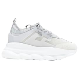 Versace-Versace Chain Reaction Reflective Silver Crystal Rhinestone sneaker-Silvery,Metallic