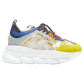 Versace-Versace Chain Reaction barocco twill suede sneaker-Golden,Metallic