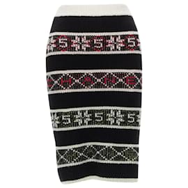 Chanel-Chanel Number 5 Red CC logo fair isle intarsia skirt-Black