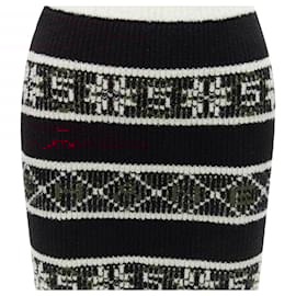 Chanel-Chanel Number 5 Red CC logo fair isle intarsia skirt-Black