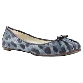 Dolce & Gabbana-Dolce & Gabbana denim leopard leather bow ballerina flats-Blue