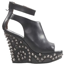 Givenchy silver spike baroque studded platform wedge gladiator Black