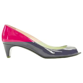 Christian Louboutin-Christian Louboutin patent peep toe kitten heel-Pink