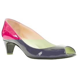 Christian Louboutin-Christian Louboutin escarpins à bout ouvert en vernis avec talon kitten-Rose