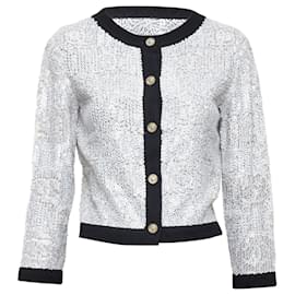 Chanel-Chanel 08P printed sequins cashmere trim cardigan-Brown,Beige