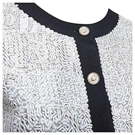 Chanel-Chanel 08P printed sequins cashmere trim cardigan-Brown,Beige