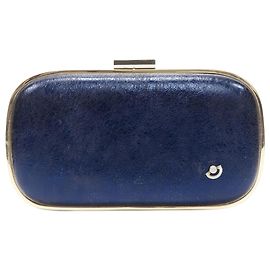 Anya Hindmarch Marano metallic leather box clutch Blue