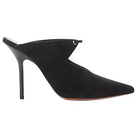 Céline Celine Babouche suede cut out mule Black