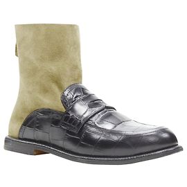 Loewe scaled leather sock loafer boot Black