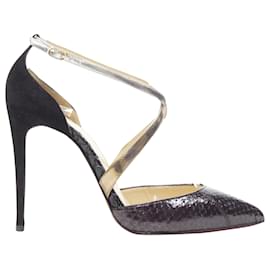 Christian Louboutin-Pompe à talon croisé métallique Christian Louboutin-Noir