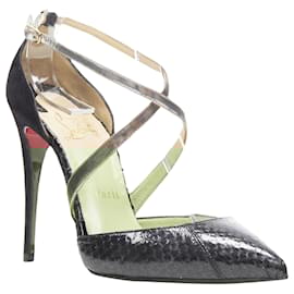 Christian Louboutin-Pompe à talon croisé métallique Christian Louboutin-Noir