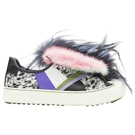 Fendi-Fendi Flynn fur panel leather sneaker-Multiple colors