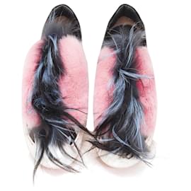 Fendi-Fendi Flynn fur panel leather sneaker-Multiple colors