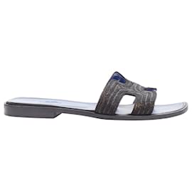 Hermès-Hermes Oran H logo beaded insole sandals-Black