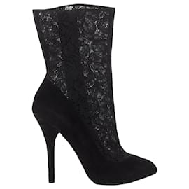 Dolce & Gabbana-Dolce & Gabbana floral lace mesh suede bootie-Black