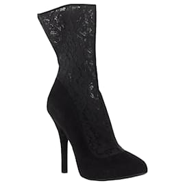 Dolce & Gabbana-Dolce & Gabbana floral lace mesh suede bootie-Black
