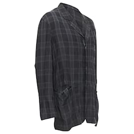 Yohji Yamamoto-Yohji Yamamoto Homme Plus checked slashed pocket blazer jacket-Grey