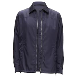 Prada-PRADA 2019 navy blue nylon zip front dual pocket minimal jacket IT46 S-Blue,Navy blue