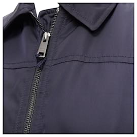 Prada-PRADA 2019 navy blue nylon zip front dual pocket minimal jacket IT46 S-Blue,Navy blue