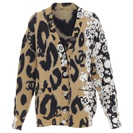 Chanel-Chanel A23 Runway CC logo cashmere mohair cardigan-Brown