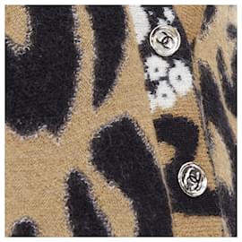 Chanel-Chanel A23 Runway CC logo cashmere mohair cardigan-Brown