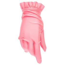 Balenciaga-Balenciaga Demna shiny lycra ruffle edge short gloves-Pink