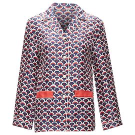 Valentino Garavani Camicia da pigiama in seta con stampa logo Scale di Valentino Rosso