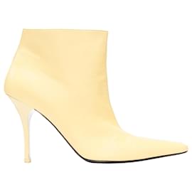 Céline-Celine Phoebe Philo nude leather pointed toe high heel ankle boots-Brown,Flesh