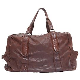 Grande borsa da viaggio in pelle stropicciata Miu Miu Marrone