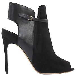 Sergio Rossi suede strap buckle peep toe bootie Black