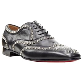 Christian Louboutin-Christian Louboutin Charlie Clou silver studded oxford brogue-Black