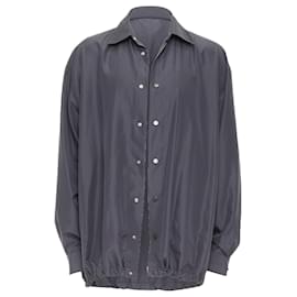 Bottega Veneta-Bottega Veneta dark nylon button anorak shell jacket-Grey