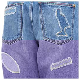 Chanel-Chanel 19A cotton hieroglyphics patch straight leg jeans-Blue