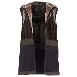 Chaleco reversible de piel texturizada con capucha Marni Mink Castaño